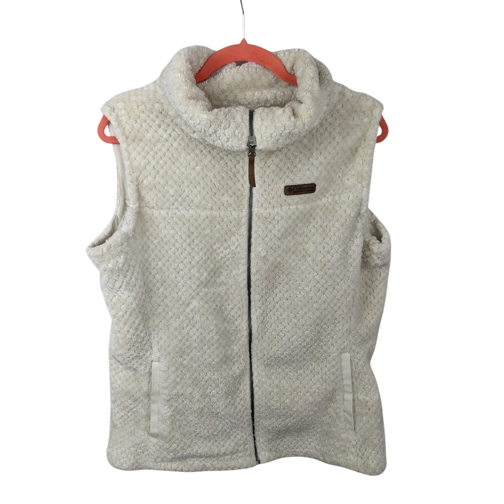 Columbia Womens XL Cream Westridge Full Zip‎ Sherpa Fleece Vest